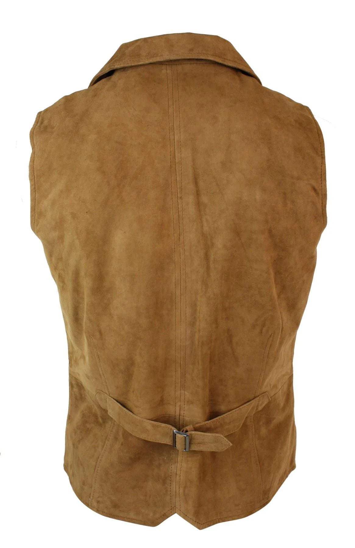 Mens Real Suede Leather Tan Brown Smart Casual Gilet Waistcoat Vintage Retro - Image 4