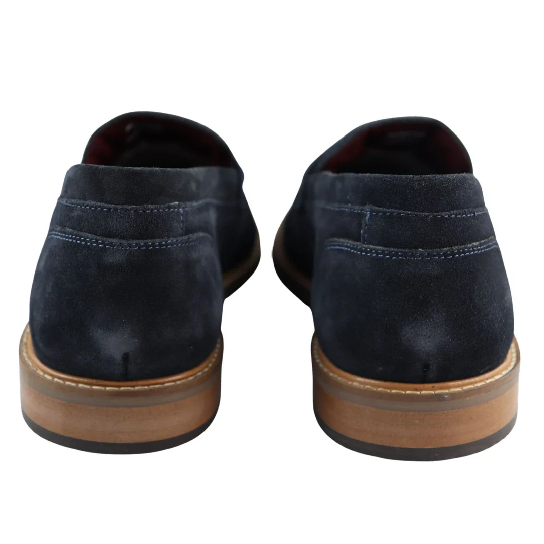 Mens Real Full Suede Slip On Loafers Boat Shoes Navy Smart Casual Classic Comfort Fit - Image 4
