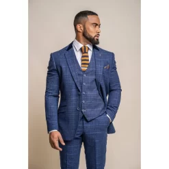 Kaiser – Men’s Tweed Check Blue Blazer