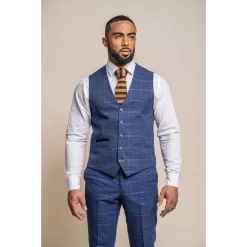 Kaiser – Men’s Men’s Tweed Check Blue Waistcoat