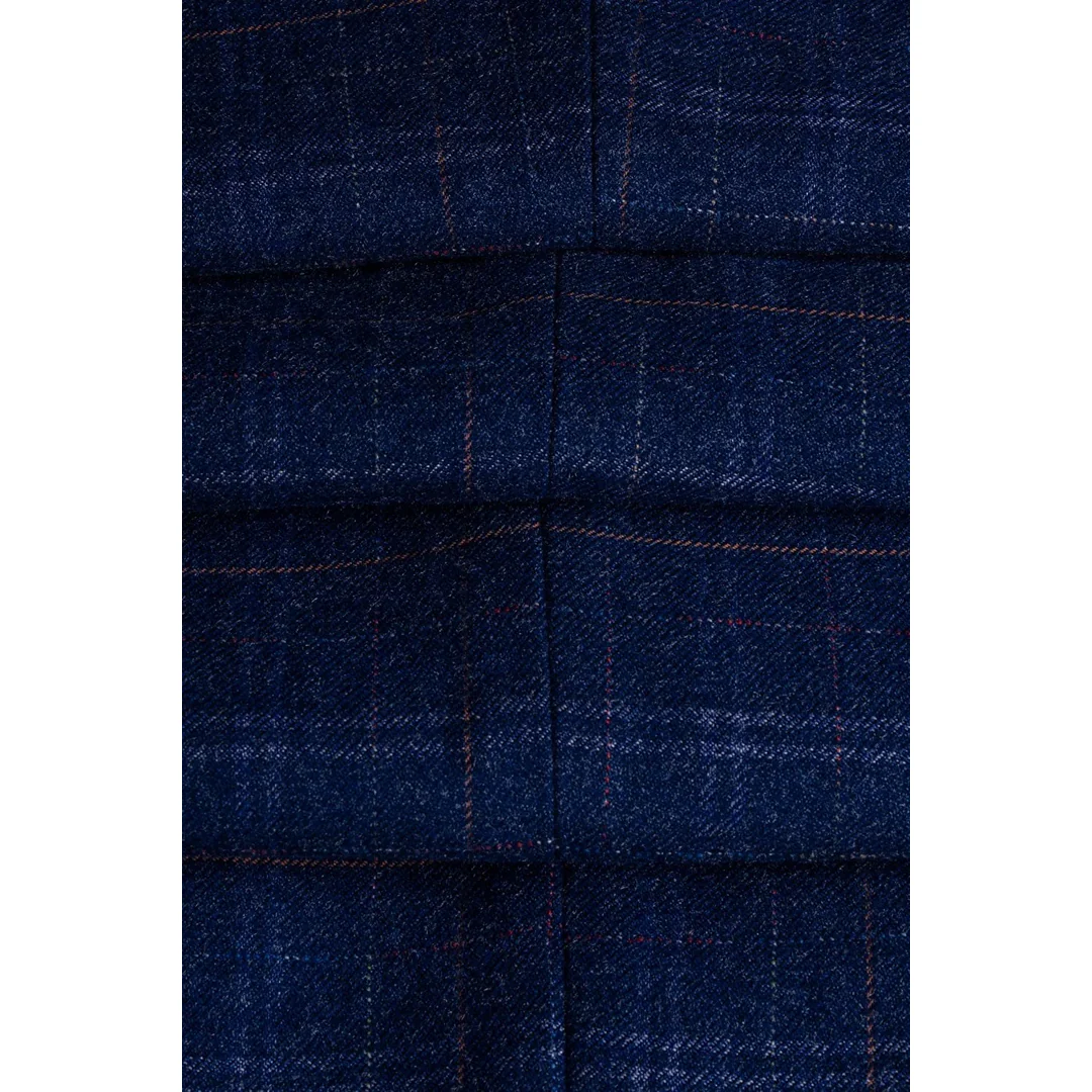 Kaiser – Men’s Men’s Tweed Check Blue Waistcoat - Image 4