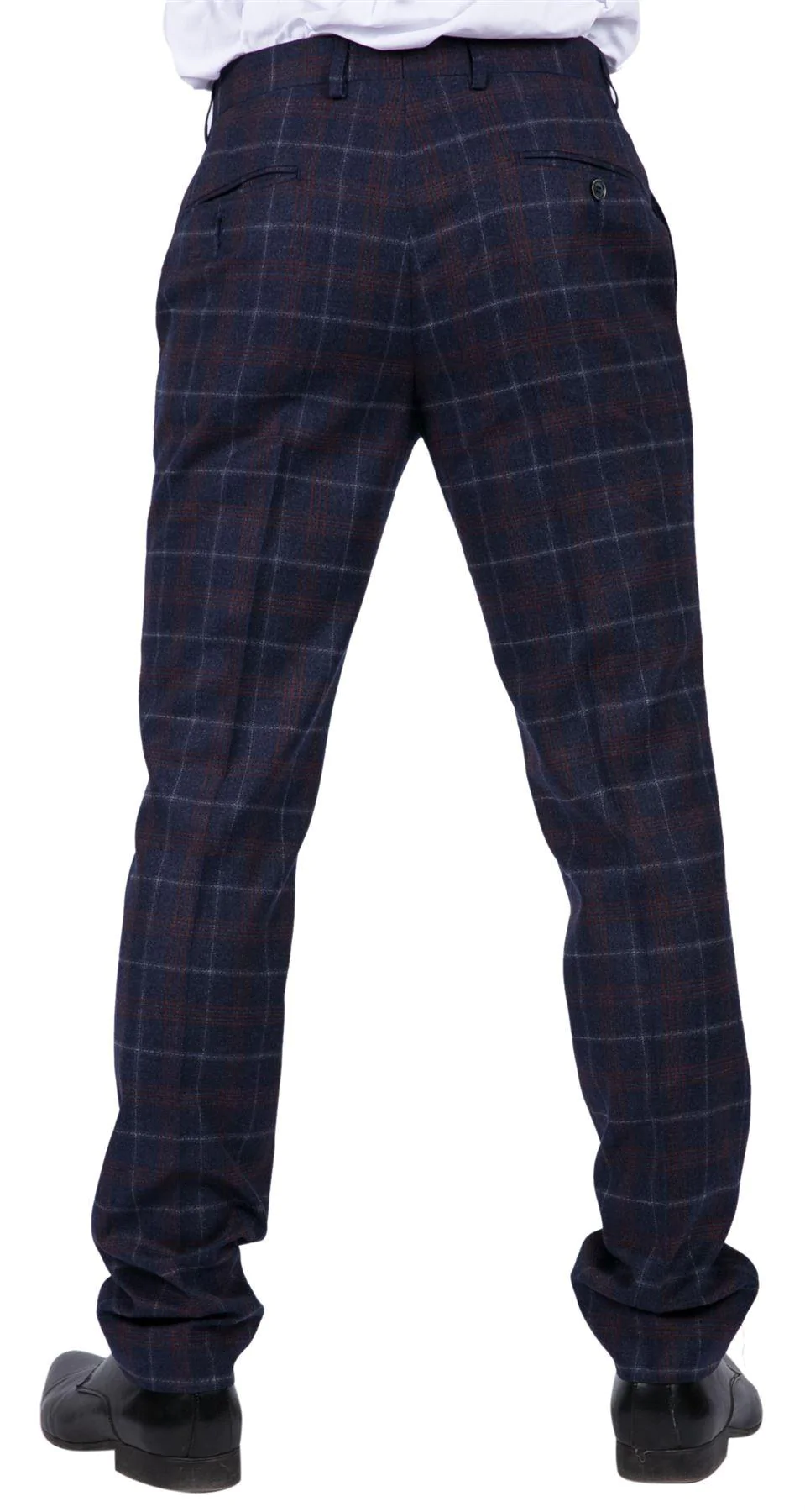 Kenneth – Men’s Navy Tweed Check Trousers - Image 2