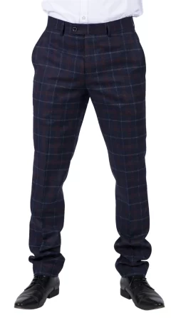 Kenneth – Men’s Navy Tweed Check Trousers