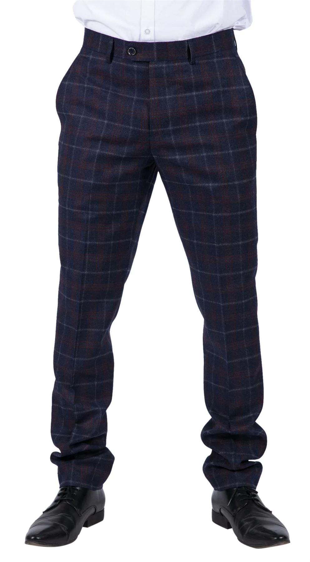 Kenneth – Men’s Navy Tweed Check Trousers