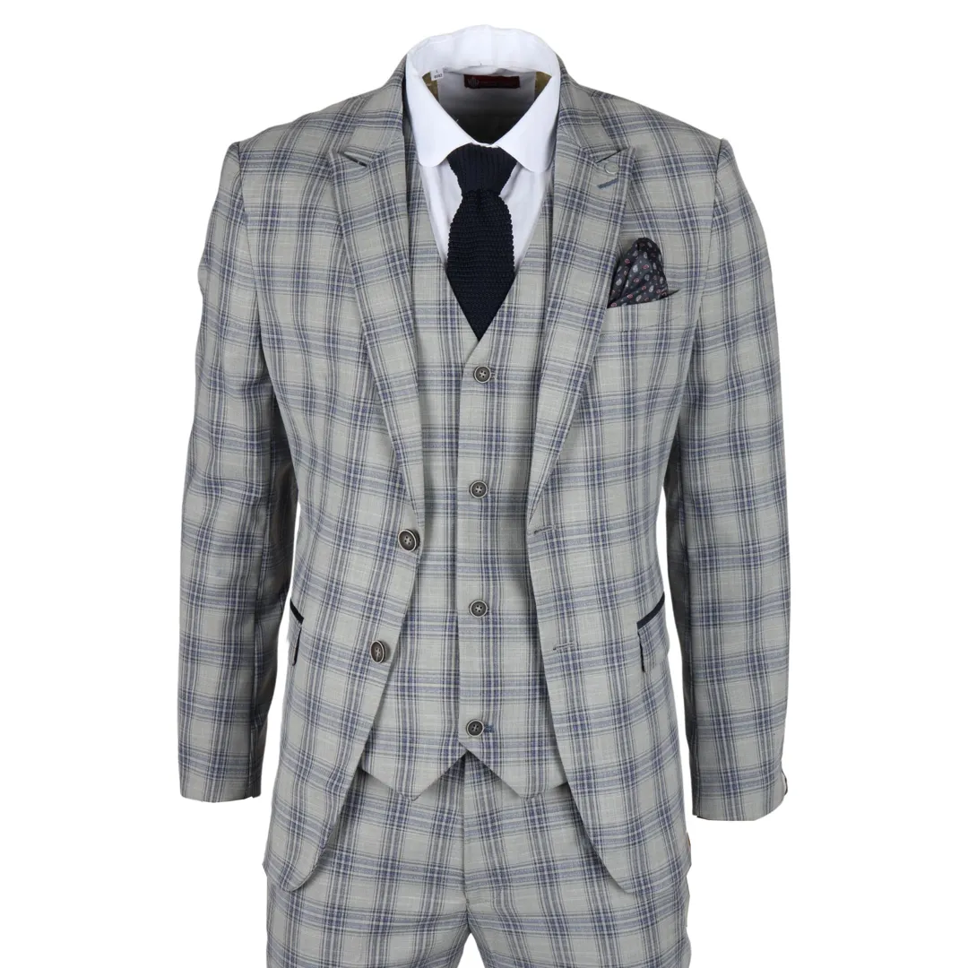 Knight – Men’s Grey Blue Checked Blazer