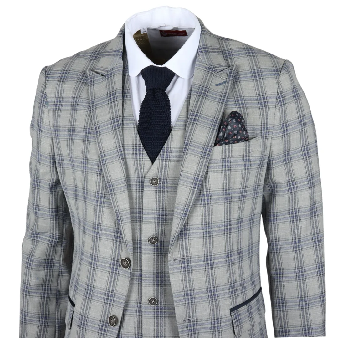 Knight – Men’s Grey Blue Checked Blazer - Image 2