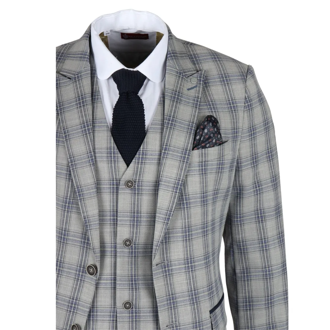 Knight – Men’s Grey Blue Checked Blazer - Image 3