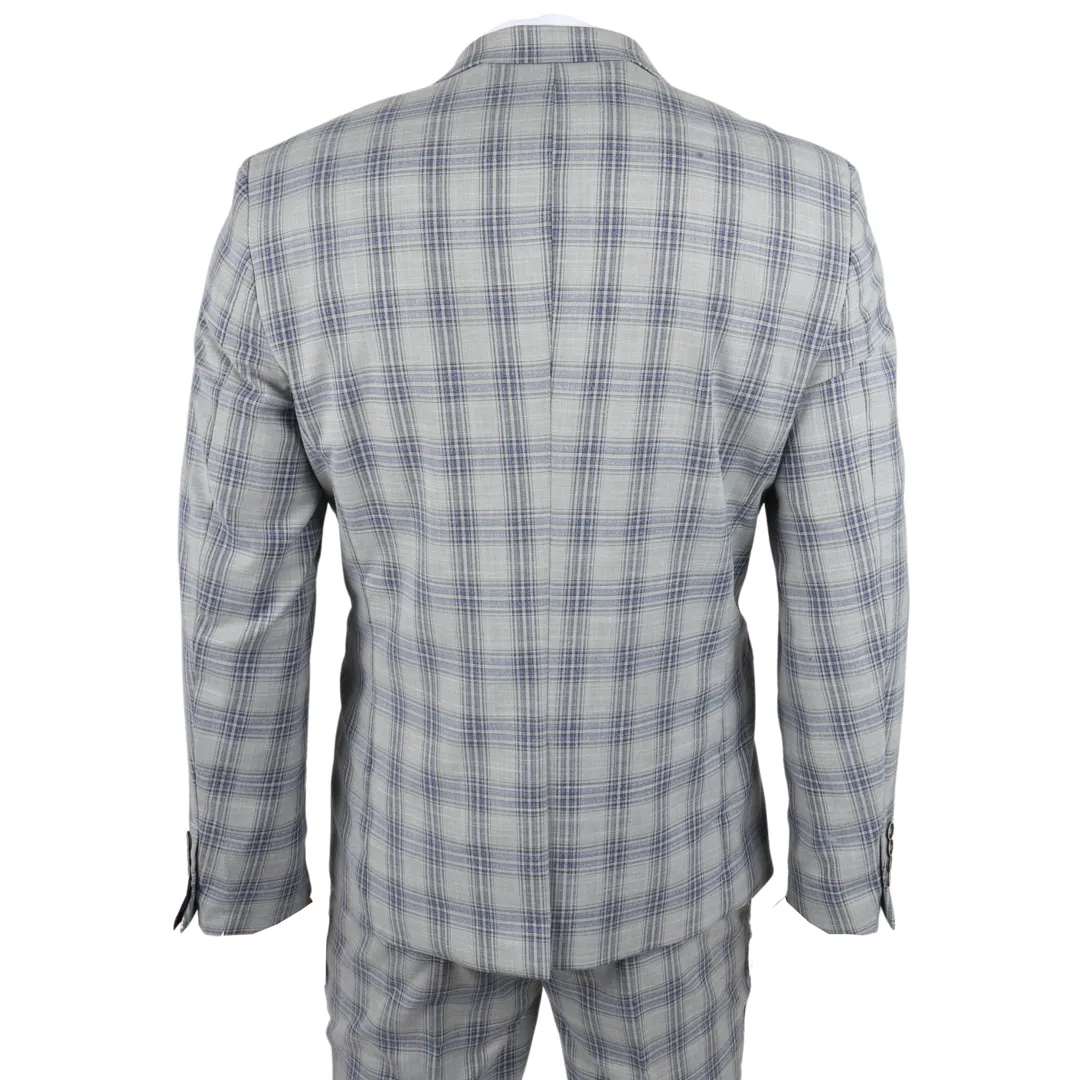 Knight – Men’s Grey Blue Checked Blazer - Image 5