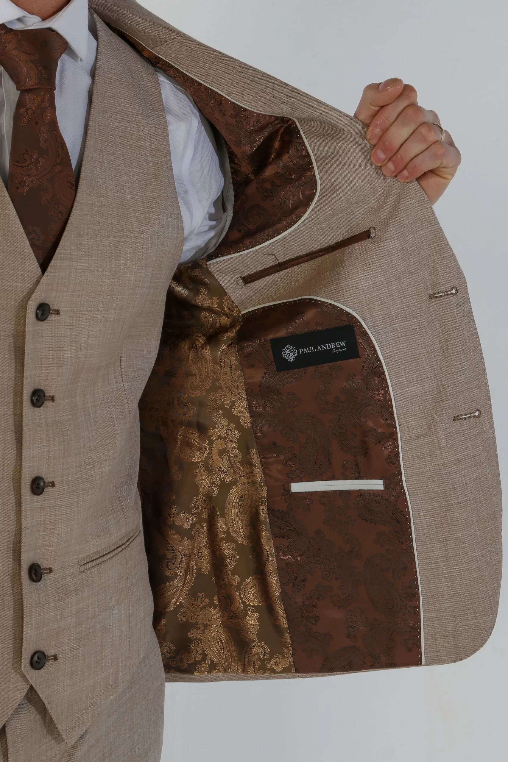 Kurt – Men’s Beige Tailored Fit Blazer - Image 2