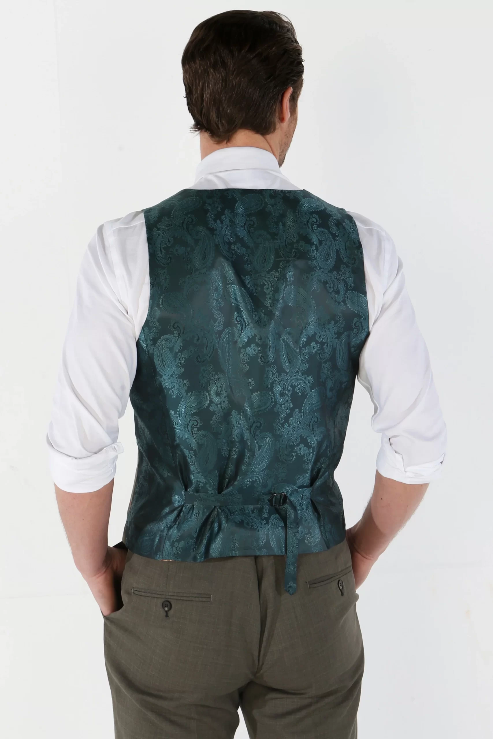 Kurt – Men’s Sage Tailored Fit Waistcoat - Image 2