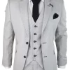 Mens 3 Piece Light Grey Black Check Suit Tailored Fit Retro Vintage Classic Smart