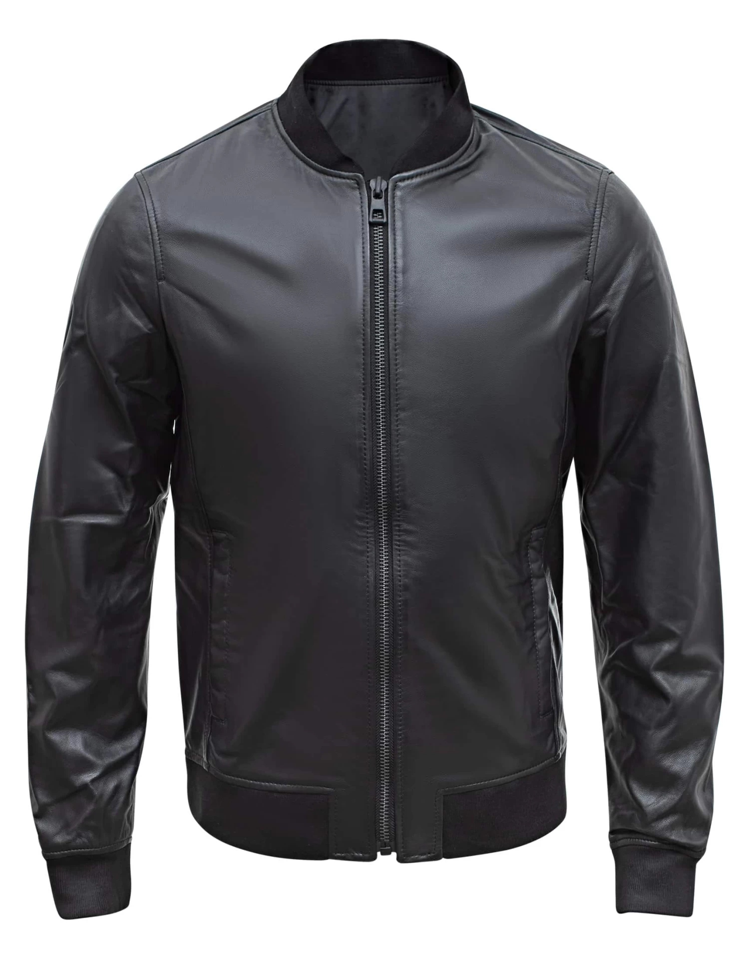 Lamb Real Leather Black Bomber Jacket For Men Regular Fit β B203 - Image 8