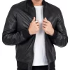 Lamb Real Leather Black Bomber Jacket For Men Regular Fit – B203