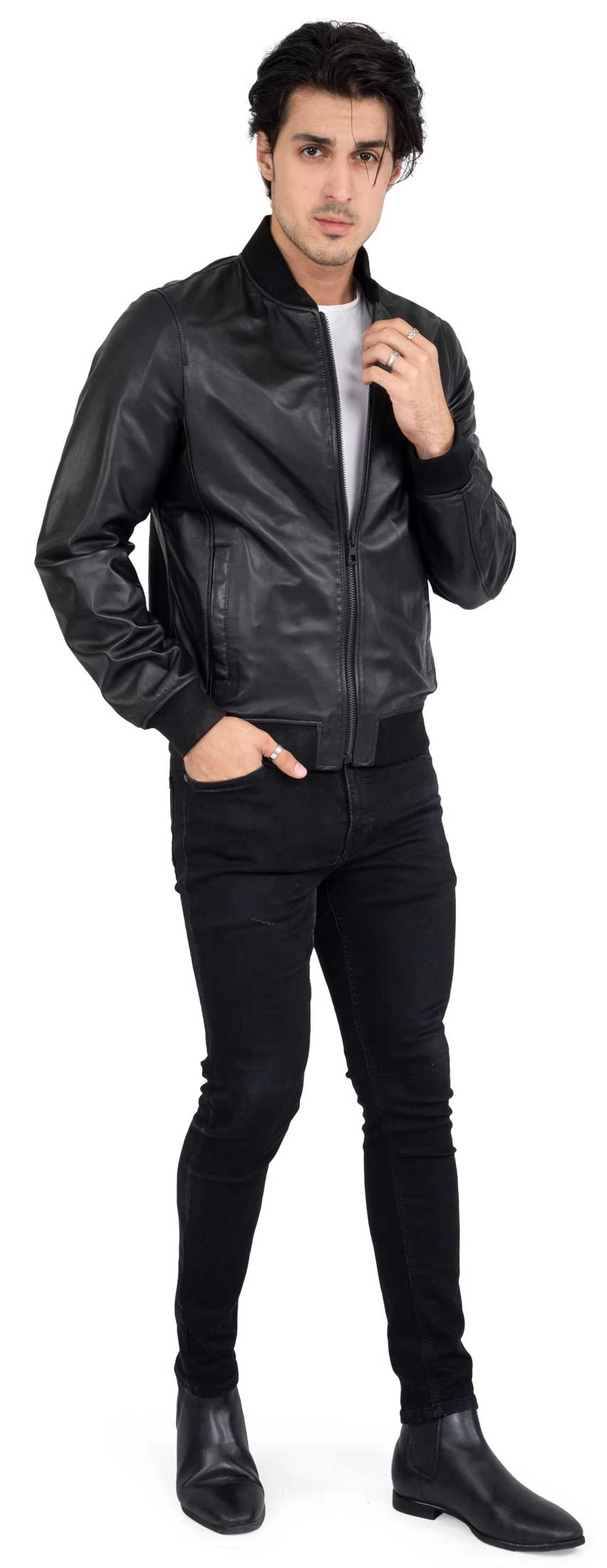 Lamb Real Leather Black Bomber Jacket For Men Regular Fit β B203 - Image 2
