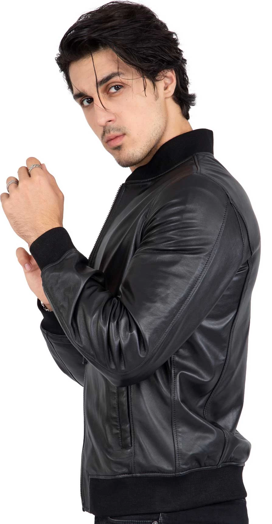 Lamb Real Leather Black Bomber Jacket For Men Regular Fit β B203 - Image 3