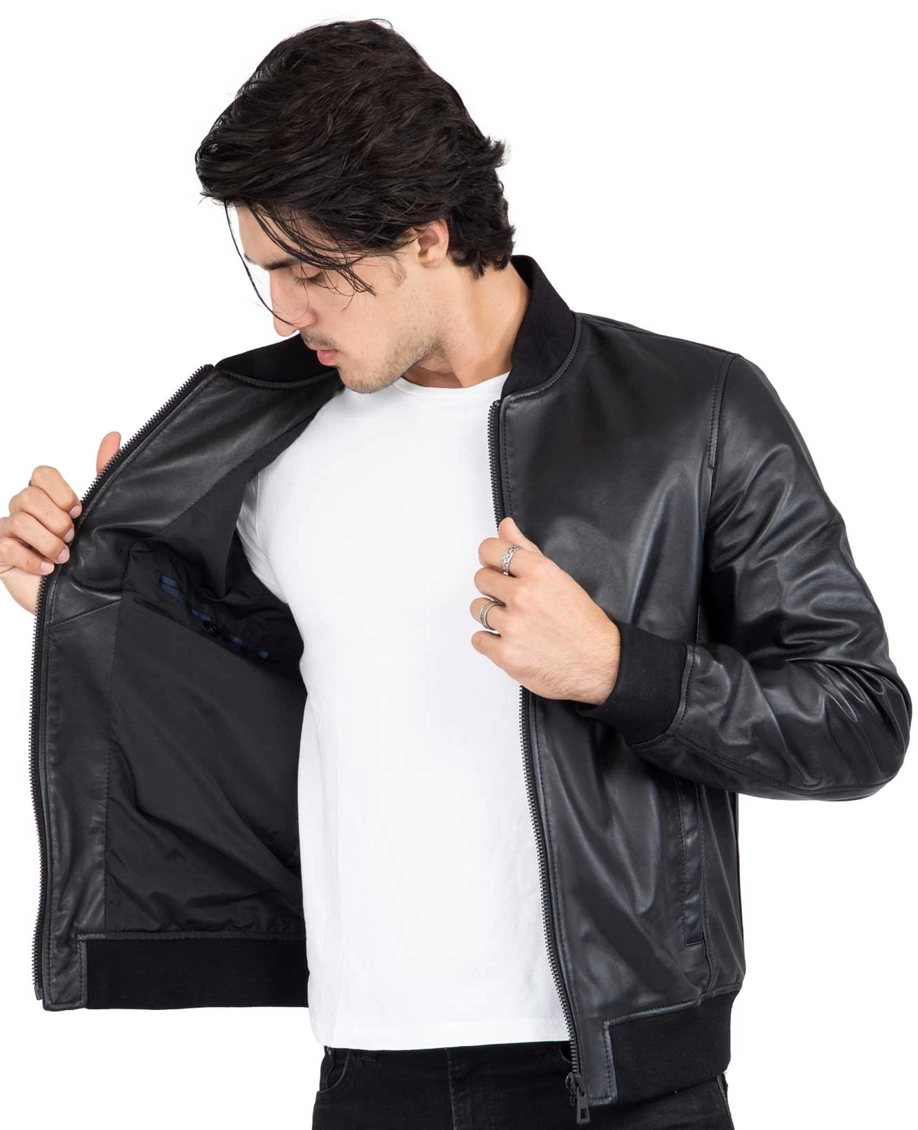 Lamb Real Leather Black Bomber Jacket For Men Regular Fit β B203 - Image 5