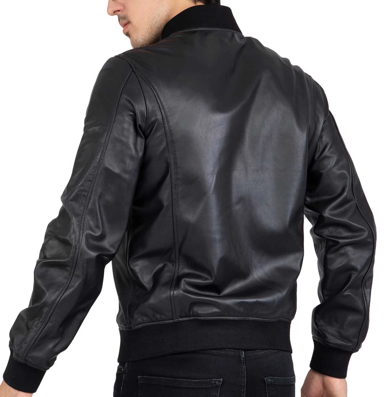 Lamb Real Leather Black Bomber Jacket For Men Regular Fit β B203 - Image 7