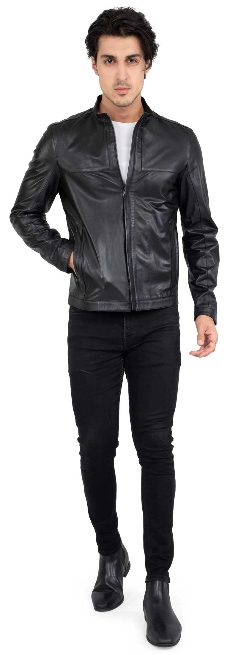 Lamb Premium Leather Black Biker Jacket For Men Tailored Fit β B207 - Image 8