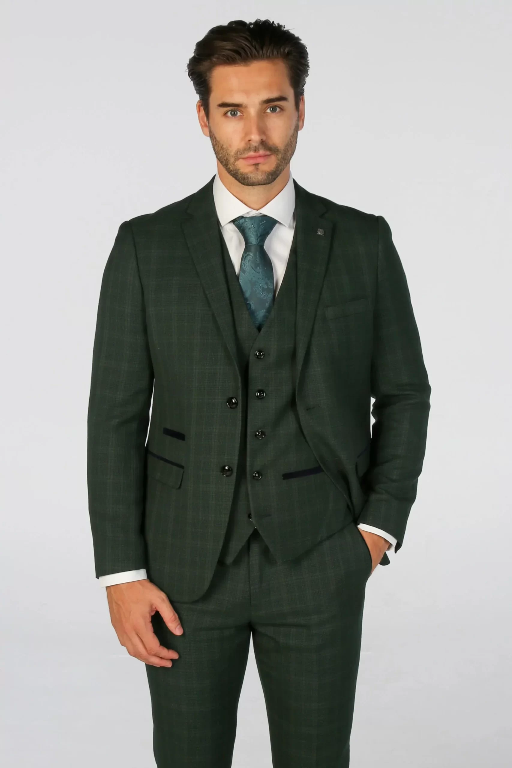 Leo – Men’s Green Checked Tailored Fit Blazer