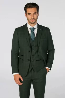 Leo – Men’s Green 3 Piece Checked Tailored Fit Suit