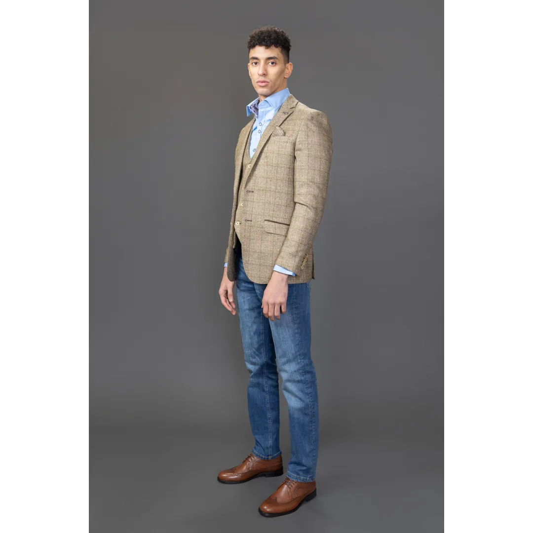 Liam – Men’s Brown Check Blazer - Image 3