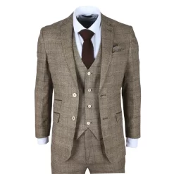 Liam – Men’s 3 Piece Brown Checked Suit