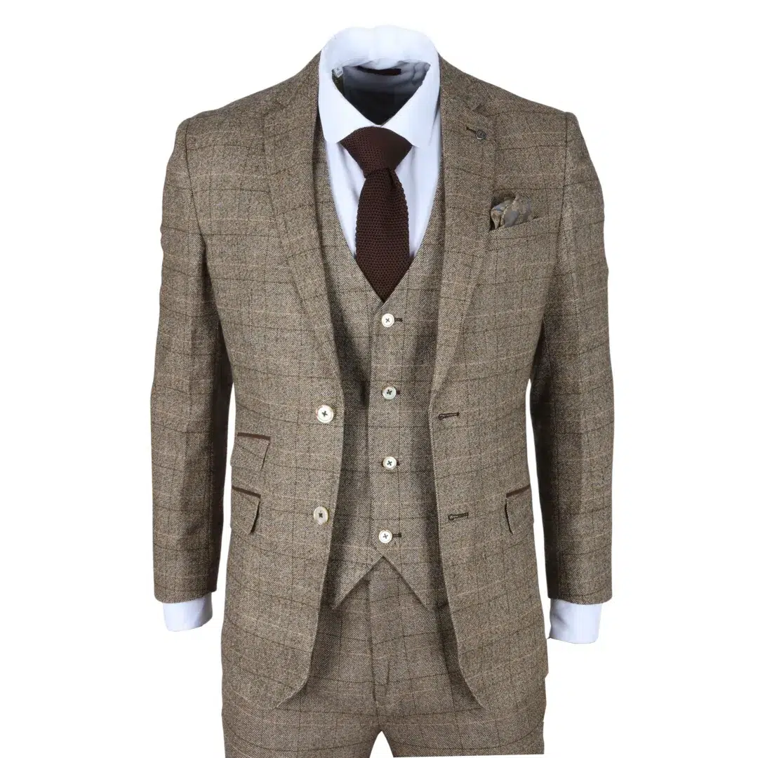 Liam – Men’s 3 Piece Brown Checked Suit
