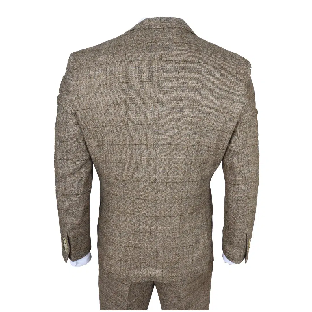 Liam – Men’s 3 Piece Brown Checked Suit - Image 3
