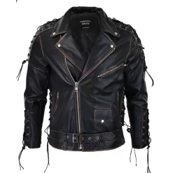 Menβs Live To Ride Cow Hide Leather Jacket Original Cross Zip Brando Biker Motorcycle