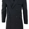 Mens 3/4 Long Double Breasted Charcoal Overcoat