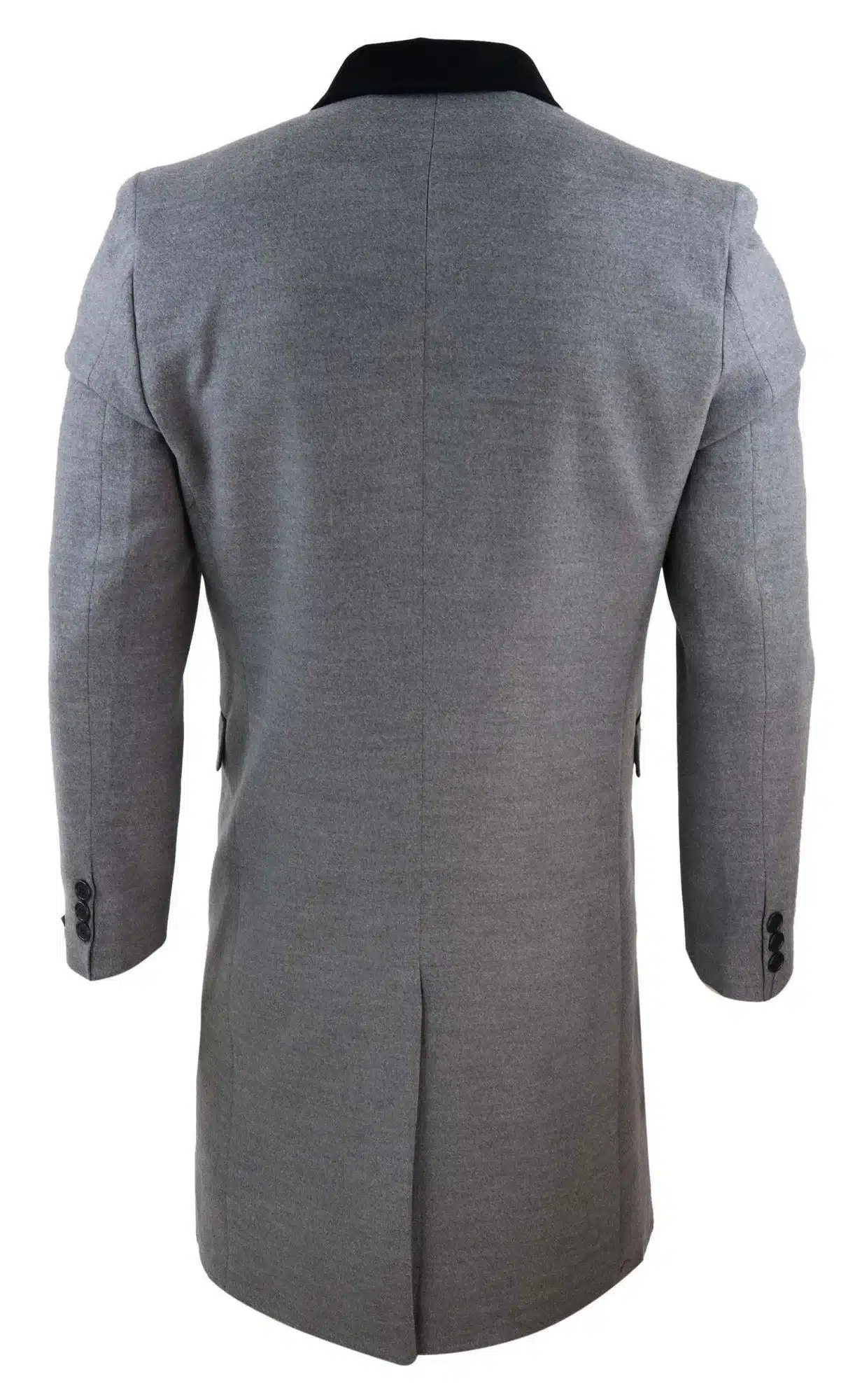 Mens 3/4 Long Double Breasted Grey Overcoat - Image 5