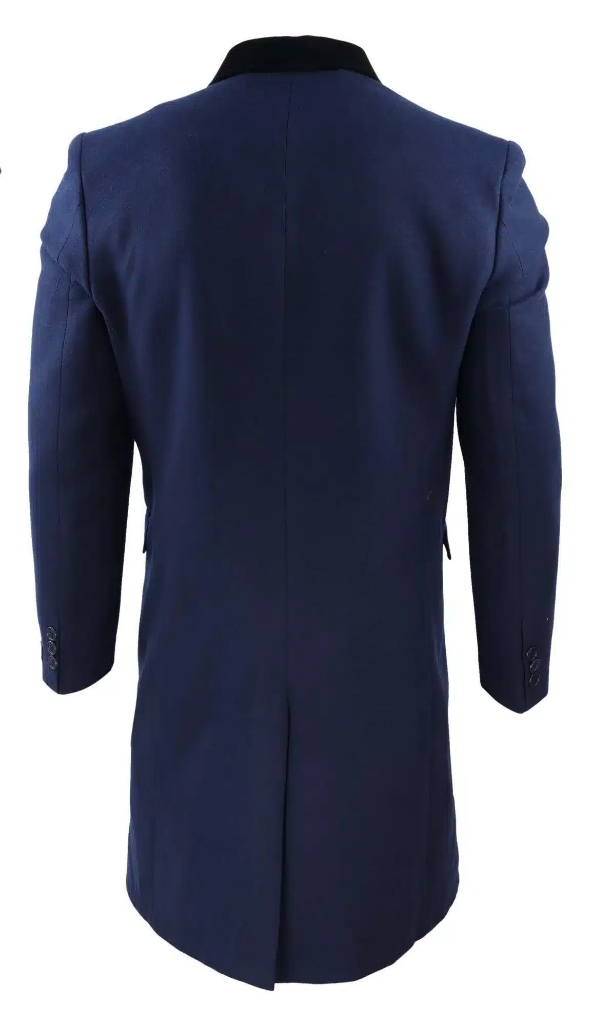 Mens 3/4 Long Double Breasted Navy Overcoat - Image 4
