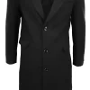 Mens Full Lenth Overcoat Mac Jacket Wool Feel Charcoal 1920s Blinders