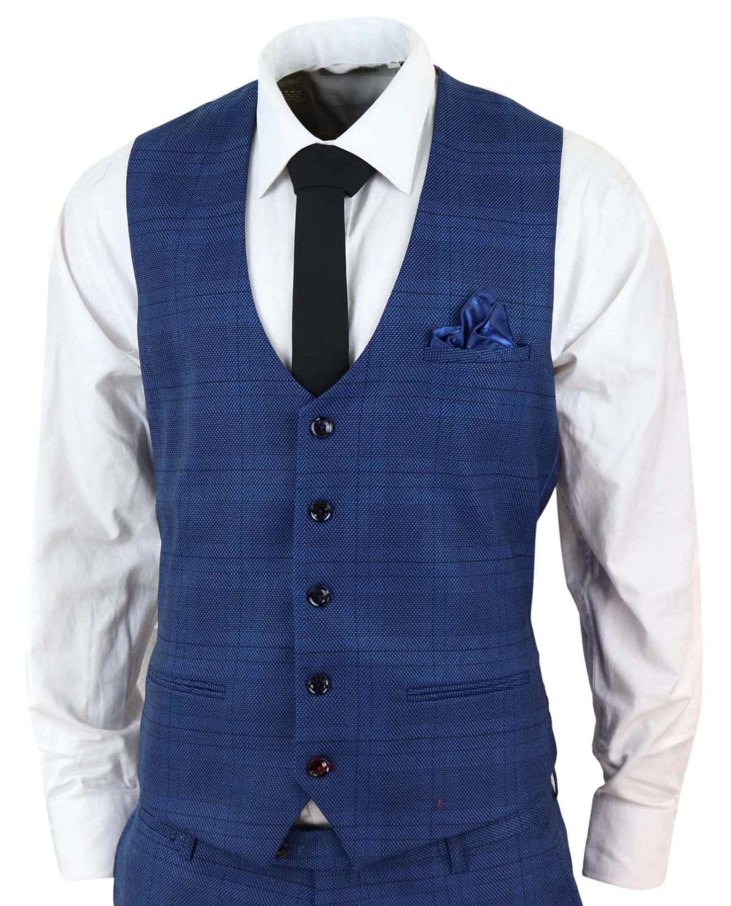 Marc Darcy Jerry β Blue 3 Piece Check Suit - Image 2