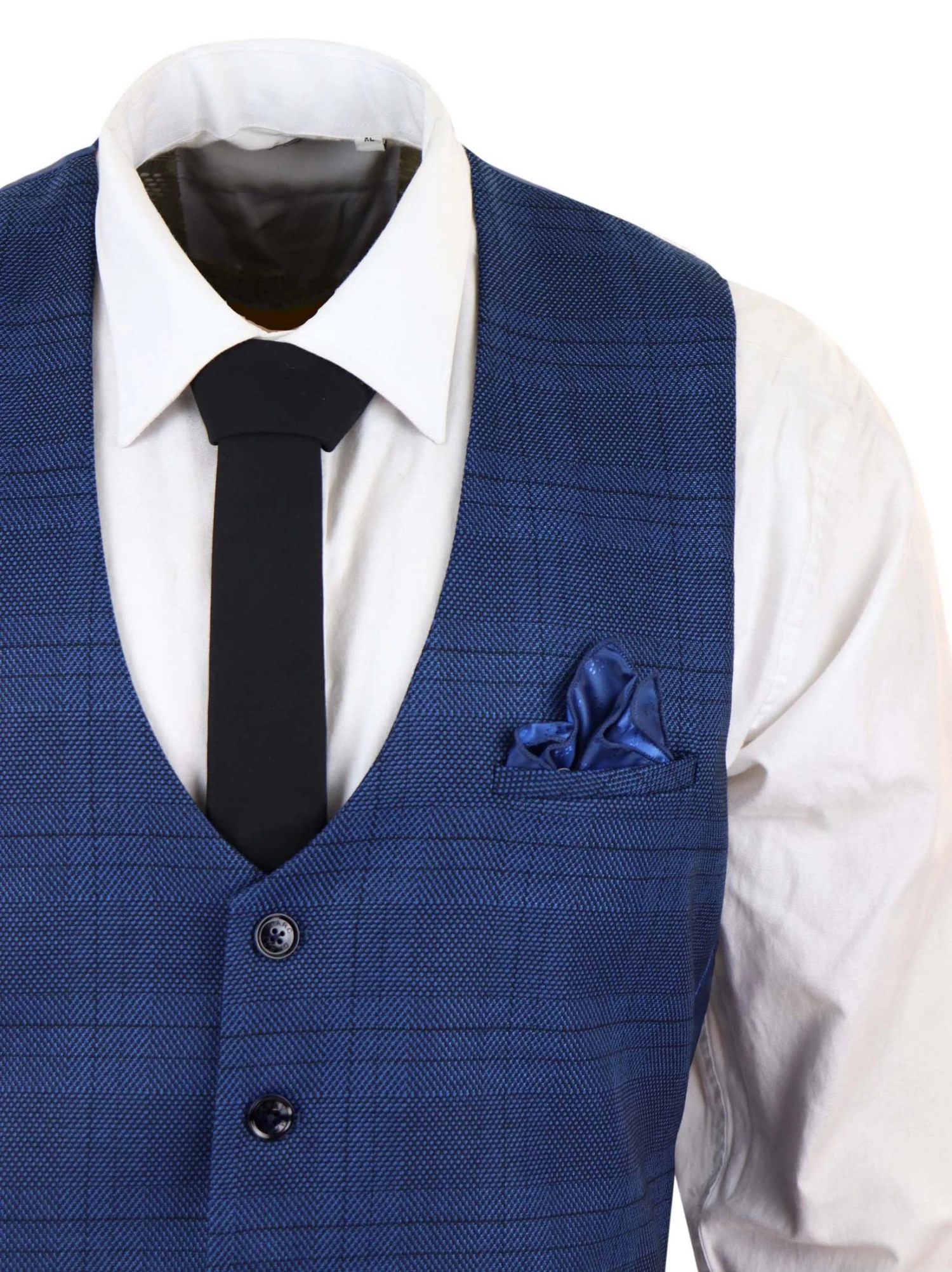 Marc Darcy Jerry β Blue 3 Piece Check Suit - Image 6