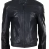 Real Leather Classic Mens Biker Style Jacket – Black