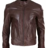Lear Leather Classic Men’s Biker Style Jacket – Brown