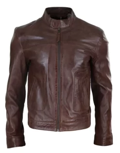 Lear Leather Classic Men’s Biker Style Jacket – Brown