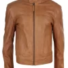 Real Leather Classic Biker Style Mens Jacket – Tan