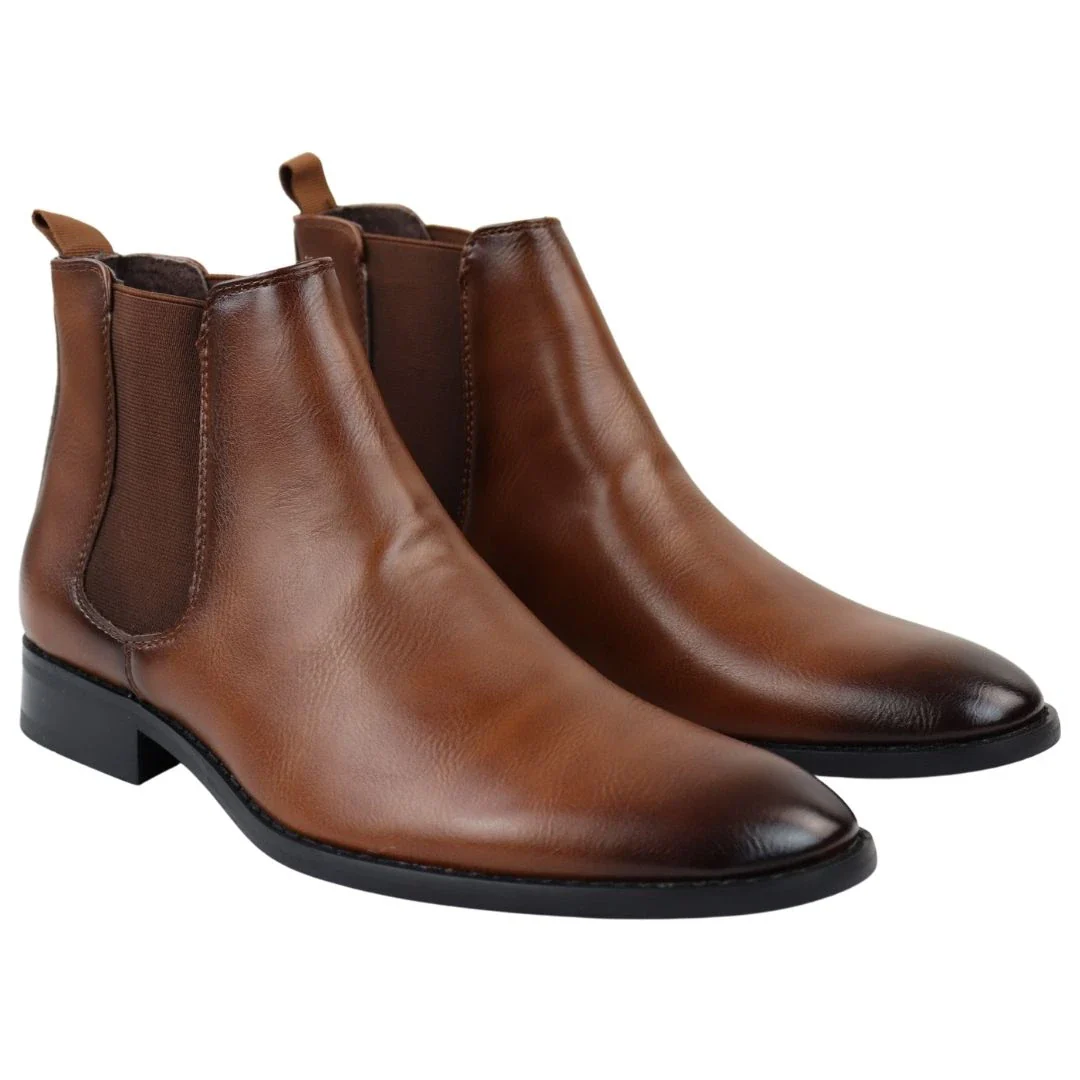 Men’s Chelsea Slip On Tan Ankle Boots - Image 3