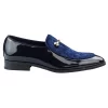 Men’s Moccasin Loafers Shoes Leather Blue Lined Slip On Velvet Smart Formal Shoe