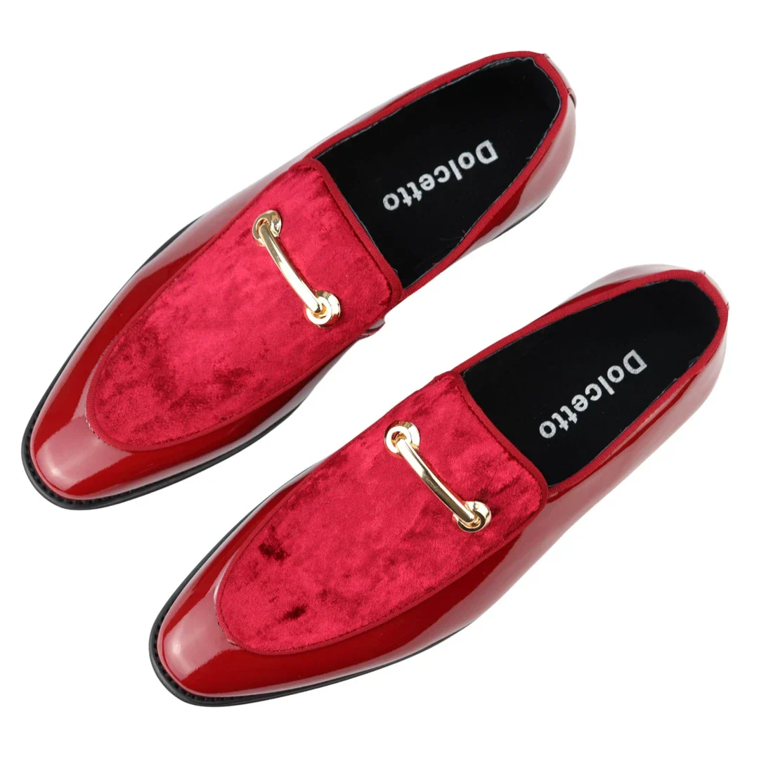 Men’s Moccasin Loafers Shoes Leather Red Lined Slip On Velvet Smart Formal Shoe - Image 4