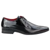 Mens Shoes Smart Formal Perforated Pointed Laced Black Patent Leather PU