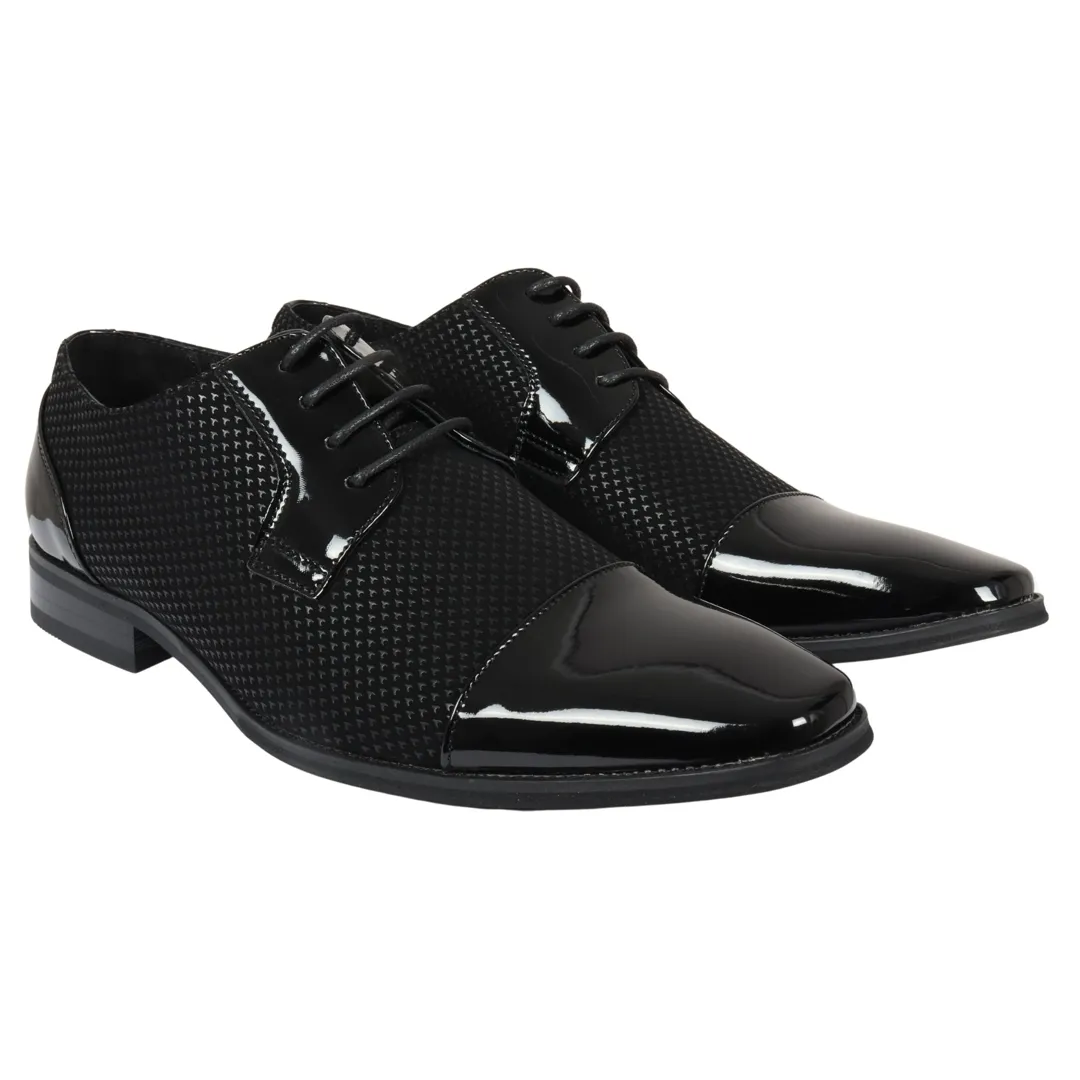 Men’s Black Lace Up Derby Shoes - Image 2