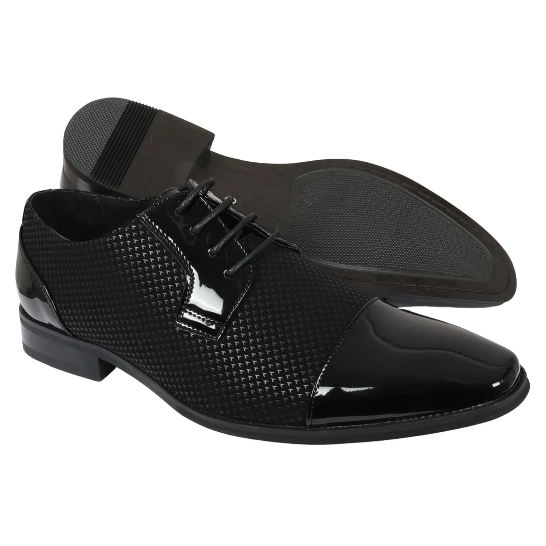 Men’s Black Lace Up Derby Shoes - Image 3