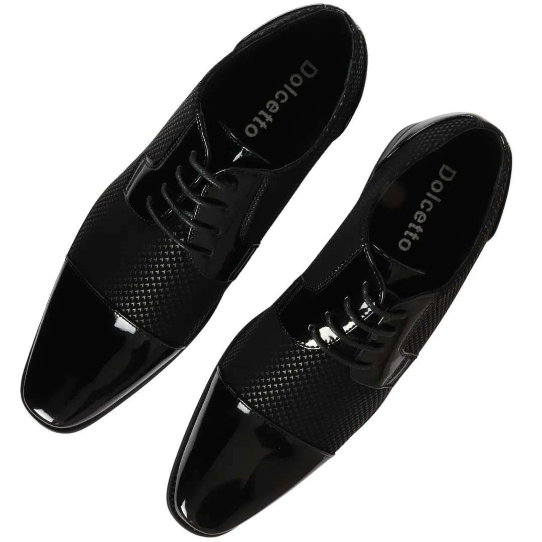 Men’s Black Lace Up Derby Shoes - Image 5