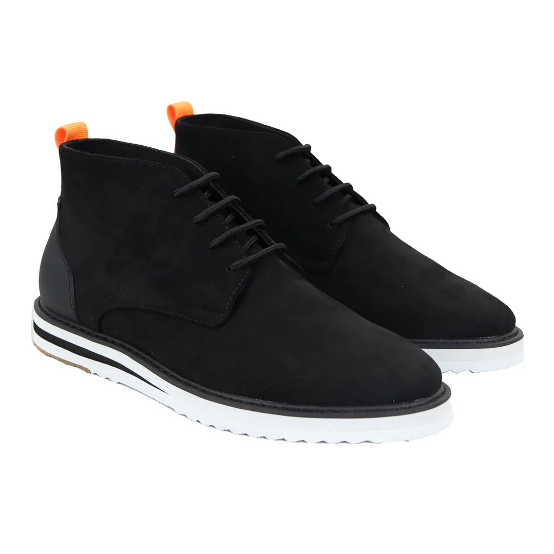 Men’s Lace Up Suede Desert Black Boots - Image 2