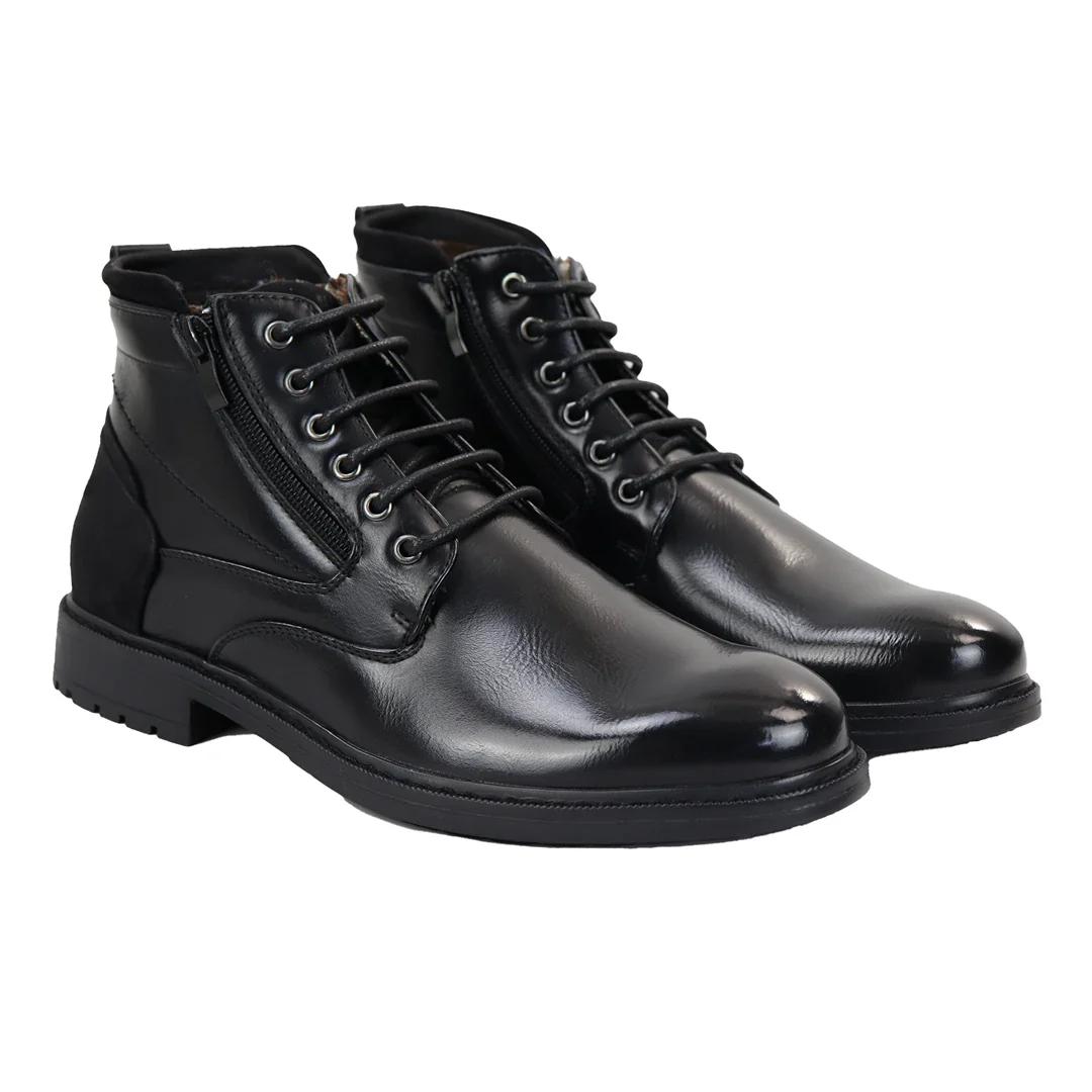 Men’s Lace Up Black Ankle Boots - Image 2