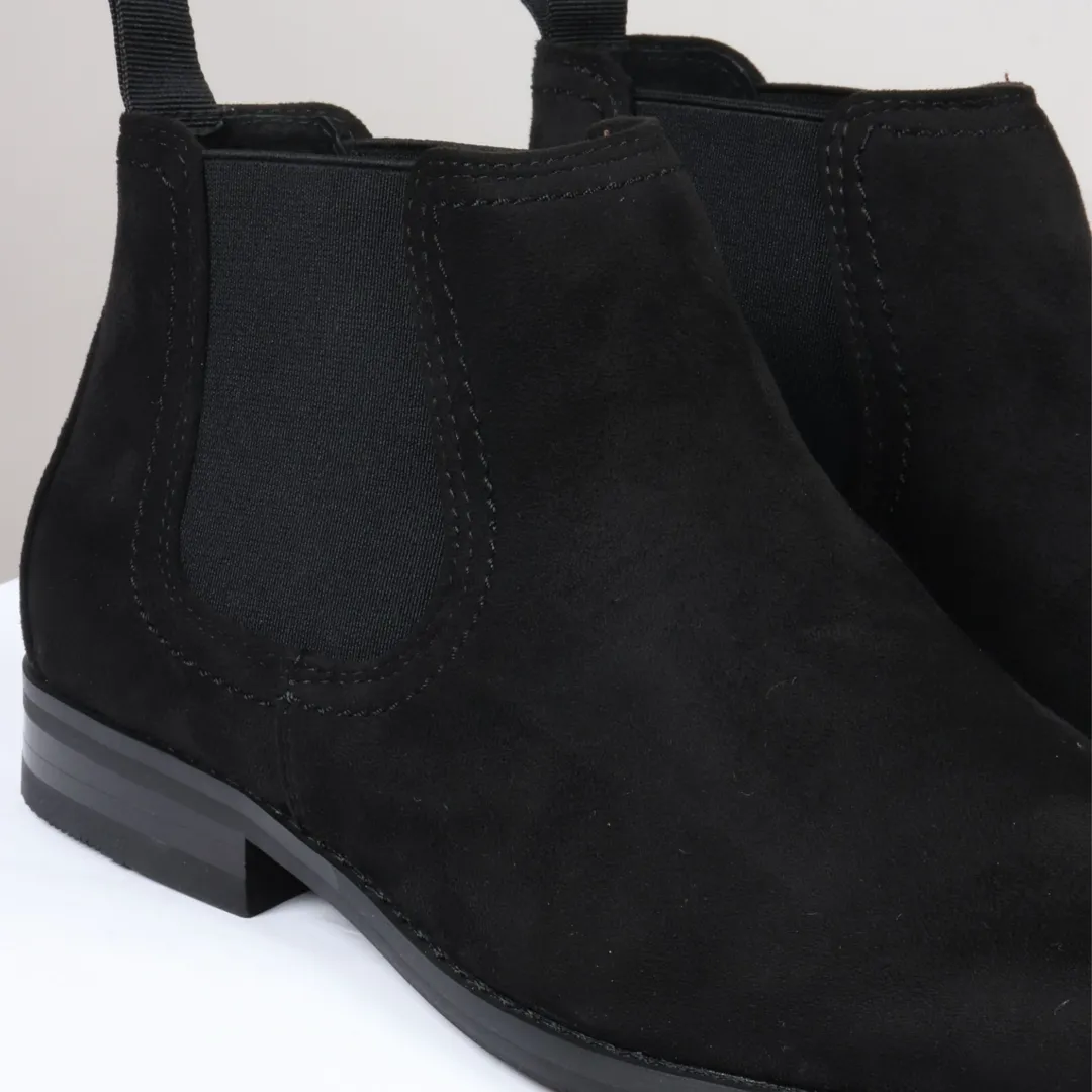 Men’s Slip On Black Suede Leather Lined Chelsea Boots - Image 4
