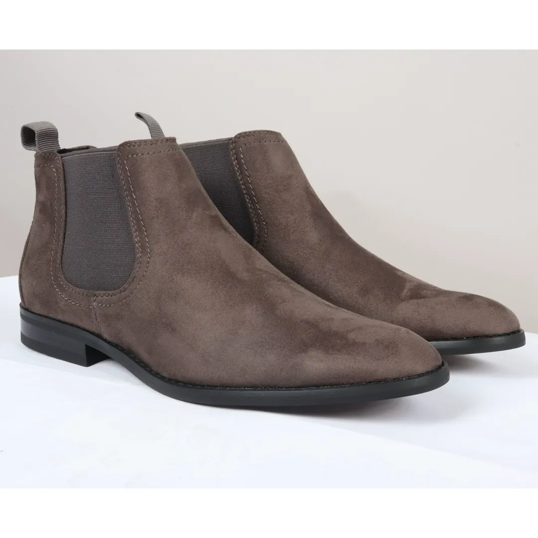 Men’s Slip On Grey Suede Leather Lined Chelsea Boots - Image 2